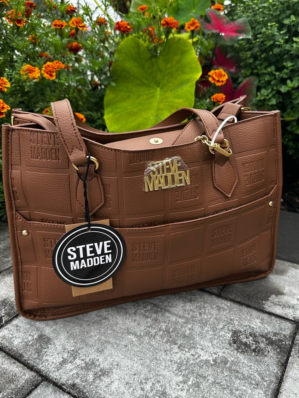 Steve Madden Brown Bpierce Embossed Tote and Crossbody
